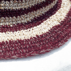 熱帯チョコレートミニマリストスタイルのストライプの帽子 - バレンタインデーの贈り物の誕生日は、手織りコットンキャップ/ニットキ 4枚目の画像