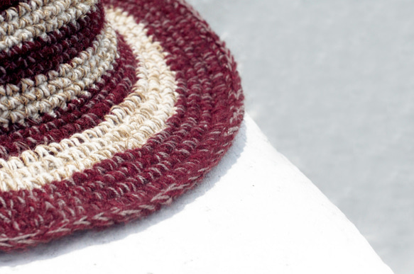 熱帯チョコレートミニマリストスタイルのストライプの帽子 - バレンタインデーの贈り物の誕生日は、手織りコットンキャップ/ニットキ 5枚目の画像