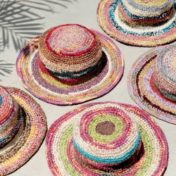 シンプルな音色混合ストライプ手織りの帽子かぎ針編みの綿の帽子手作り帽子の野菜の色素 - 七夕の贈り物は綿ニットキャップ/ニットキ 6枚目の画像