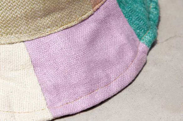 トロピカルフルーツマカロン手ステッチキャップ - 森の風ステッチ手織りコットンキャップ/帽子/バイザー/帽子のパッチワーク/手作 2枚目の画像