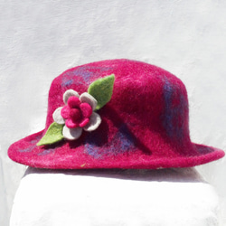 中国のバレンタインデーの贈り物は、ウール/手作りウールの帽子/ウールキャップ/デザインキャップ/ドームキャップ - 小さな森の花 1枚目の画像