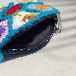 七夕の贈り物は、東ヨーロッパスタイルの純粋なウールを制限手編みの財布/収納袋/袋/ゴミ袋/ポーチヘッドセット - 青い海の花の財 5枚目の画像