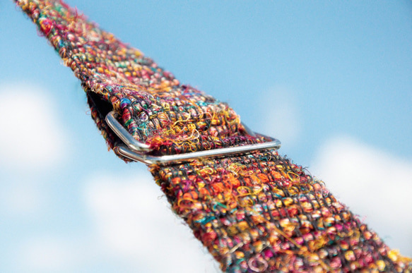 限量一件 編織手感瑜珈墊背包 / yoga bag /瑜伽包 /手織包 - 紅色系 彩色繽紛手捻紗麗線fairtrade 第5張的照片