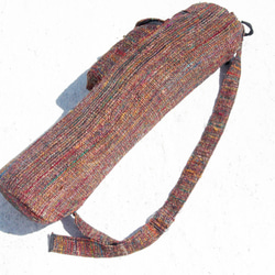 限量一件 編織手感瑜珈墊背包 / yoga bag /瑜伽包 /手織包 - 紅色系 彩色繽紛手捻紗麗線fairtrade 第8張的照片