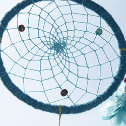 交換禮物 手工限量 Boho手工編織棉麻＋毛線捕夢網吊飾 - 藍色天空 16 cm ( 大 ) dream cather 第3張的照片