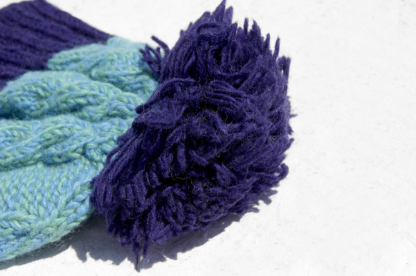 クリスマス限定の純粋なウールの手編み帽子/マニュアルはキャップ/ニットキャップ/フライトキャップ/ウールキャップ毛提示 - 青い 3枚目の画像