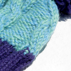 クリスマス限定の純粋なウールの手編み帽子/マニュアルはキャップ/ニットキャップ/フライトキャップ/ウールキャップ毛提示 - 青い 4枚目の画像