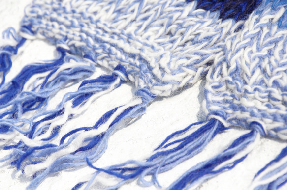 聖誕節聖誕禮物 限量一件 手織純羊毛圍巾 / 針織圍巾 / 手織條紋圍巾 / 手工針織圍巾-南美 旅行意義 魔幻藍色條紋 第4張的照片