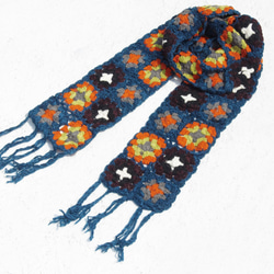 ギフト手編みのウールのスカーフ/フラワーかぎ針編みスカーフ/かぎ針編みスカーフ/手織りのスカーフ/フラワーステッチウールニットス 5枚目の画像