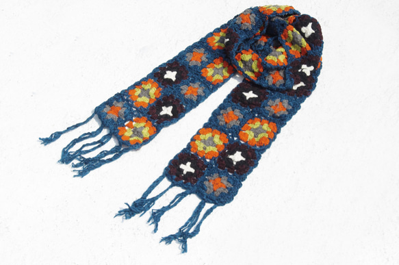 ギフト手編みのウールのスカーフ/フラワーかぎ針編みスカーフ/かぎ針編みスカーフ/手織りのスカーフ/フラワーステッチウールニットス 5枚目の画像