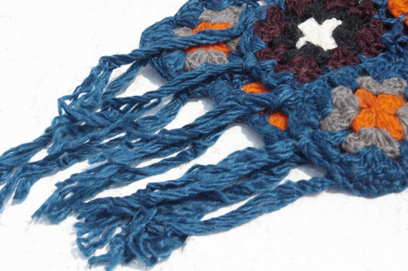 ギフト手編みのウールのスカーフ/フラワーかぎ針編みスカーフ/かぎ針編みスカーフ/手織りのスカーフ/フラワーステッチウールニットス 6枚目の画像