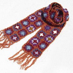 クリスマスプレゼントの上限手編みのウールのスカーフ/フラワーかぎ針編みスカーフ/かぎ針編みスカーフ/手織りのスカーフ/スカーフを 3枚目の画像