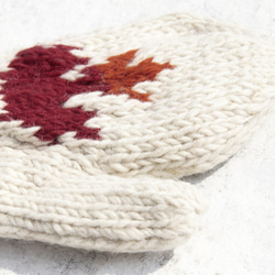 聖誕市集 限量一件 針織純羊毛保暖手套 / 全套手套 / 內刷毛手套 / 針織手套 - 加拿大楓葉森林 民族風圖騰 第3張的照片