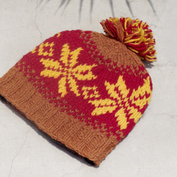 スノーフレーク北欧国家のトーテム - クリスマス市場交換の贈り物は、贈り物は手織り​​の帽子/ウールキャップ限定版の手織りの純粋 1枚目の画像