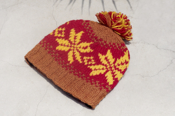 スノーフレーク北欧国家のトーテム - クリスマス市場交換の贈り物は、贈り物は手織り​​の帽子/ウールキャップ限定版の手織りの純粋 1枚目の画像