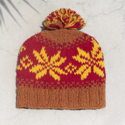 スノーフレーク北欧国家のトーテム - クリスマス市場交換の贈り物は、贈り物は手織り​​の帽子/ウールキャップ限定版の手織りの純粋 2枚目の画像
