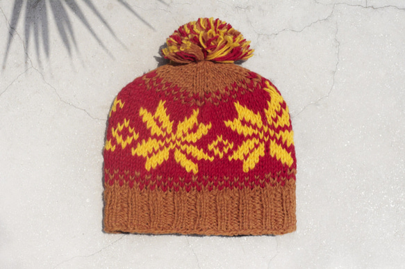 スノーフレーク北欧国家のトーテム - クリスマス市場交換の贈り物は、贈り物は手織り​​の帽子/ウールキャップ限定版の手織りの純粋 2枚目の画像