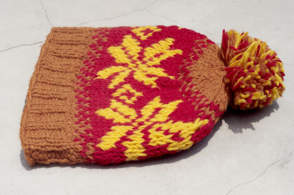 スノーフレーク北欧国家のトーテム - クリスマス市場交換の贈り物は、贈り物は手織り​​の帽子/ウールキャップ限定版の手織りの純粋 4枚目の画像