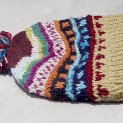 クリスマスの贈り物手織りの純粋なウールの帽子/ニットキャップ/内側毛手織りキャップ/ウールキャップを制限する - 暖かい南米国家 6枚目の画像