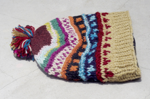 クリスマスの贈り物手織りの純粋なウールの帽子/ニットキャップ/内側毛手織りキャップ/ウールキャップを制限する - 暖かい南米国家 6枚目の画像