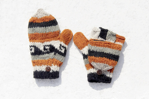 クリスマスプレゼントのアイデアギフトのプレゼント交換限定版手織りの純粋なウールニット手袋/取り外し可能な手袋/手袋/暖かい手袋毛 1枚目の画像