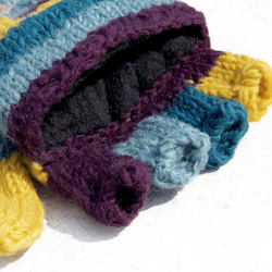 聖誕節禮物 創意禮物 交換禮物 限量一件手織純羊毛針織手套 / 可拆卸手套 / 內刷毛手套 / 保暖手套- 宇宙感 藍紫 第2張的照片