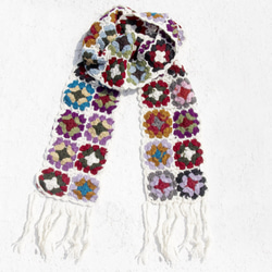限定版の手編みのウールのスカーフ/フラワーかぎ針編みスカーフ/かぎ針編みスカーフ/手織りのスカーフ/花のステッチウールニットスカ 4枚目の画像