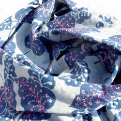 限定版の手縫いの綿のスカーフブルー染料/バティック刺繍スカーフ/手刺繍スカーフ/藍綿ライン手縫いのシルクスカーフ - 手刺繍植物 5枚目の画像