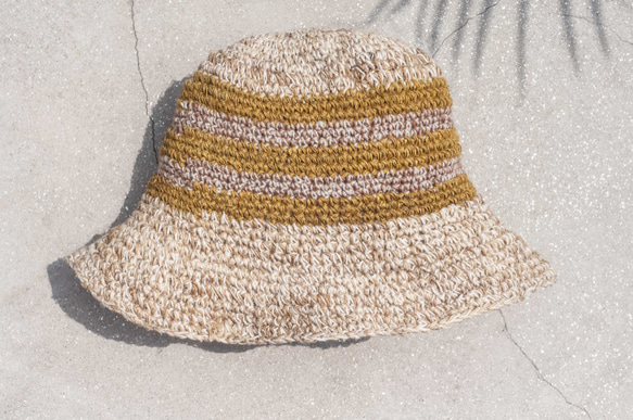 地球の森のステッチング手織りの綿の帽子/漁師の帽子/サンバイザー/パッチハット/手作りの帽子/手編みの帽子/手織り - 元の夏 6枚目の画像