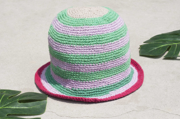 地球の森のステッチング手織りの綿の帽子/漁師の帽子/サンバイザー/パッチハット/手作りの帽子/手編みの帽子/手織り - 元の夏 1枚目の画像