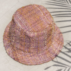 アースフォレストステッチ、手織り綿帽子/漁師帽子/サンバイザー/パッチハット/手作り帽子/手編み帽子/手織り - ストロベリーサ 3枚目の画像