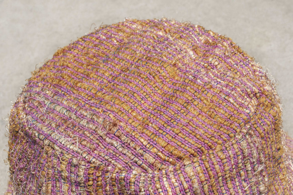 アースフォレストステッチ、手織り綿帽子/漁師帽子/サンバイザー/パッチハット/手作り帽子/手編み帽子/手織り - ストロベリーサ 4枚目の画像