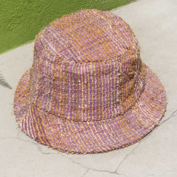 アースフォレストステッチ、手織り綿帽子/漁師帽子/サンバイザー/パッチハット/手作り帽子/手編み帽子/手織り - ストロベリーサ 7枚目の画像