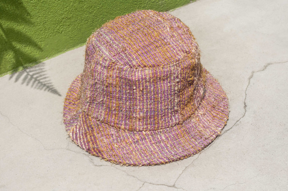 アースフォレストステッチ、手織り綿帽子/漁師帽子/サンバイザー/パッチハット/手作り帽子/手編み帽子/手織り - ストロベリーサ 7枚目の画像