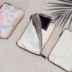 情人節大理石紋手機套 收納袋 手機包 悠遊卡套-海洋水彩浪漫色彩 第1張的照片