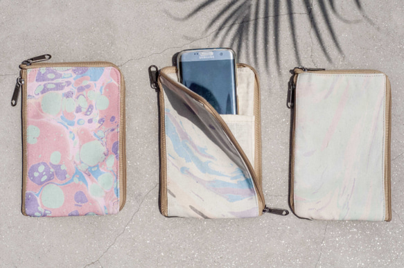 情人節大理石紋手機套 收納袋 手機包 悠遊卡套-海洋水彩浪漫色彩 第9張的照片