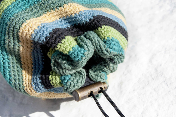 かぎ針編みの手のヨガマットのバックパック/ヨガバッグ/ヨガバッグ/織物バッグ/手作りの織袋 - 緑 10枚目の画像