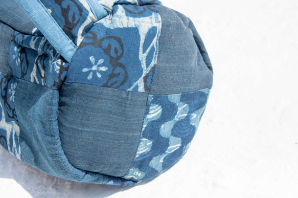 七夕情人節禮物 生日禮物 閨蜜禮物 聖誕禮物 藍染拼布瑜珈墊背包/yoga bag/瑜伽包/編織包/織布包-藍色系天空 第9張的照片