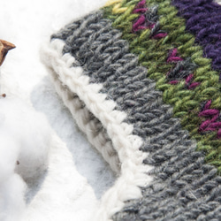 聖誕禮物 民族風 森林系 生日禮物 交換禮物 快速到貨 針織純羊毛帽/手工內刷毛毛帽/針織毛帽/飛行毛帽/毛線帽-菱形紫 第8張的照片
