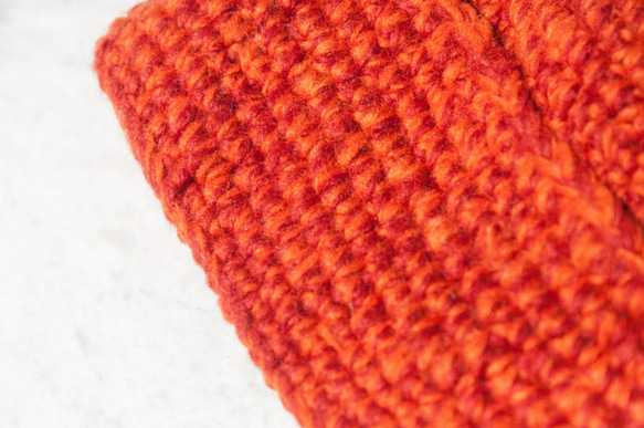 聖誕禮物 交換禮物 聖誕市集 民族風 森林系 生日禮物 手工編織純羊毛帽/編織帽/針織毛帽/內刷毛手織毛帽/毛線帽-橘子 第6張的照片