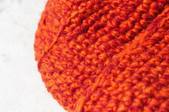 聖誕禮物 交換禮物 聖誕市集 民族風 森林系 生日禮物 手工編織純羊毛帽/編織帽/針織毛帽/內刷毛手織毛帽/毛線帽-橘子 第8張的照片