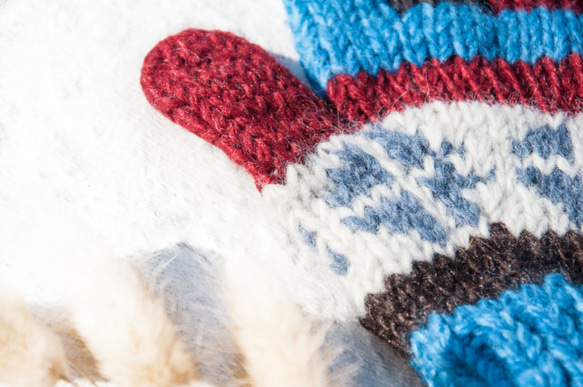 母親節 情人節禮物 新年禮物 民族風 森林系 生日禮物 手織羊毛針織手套/針織純羊毛保暖手套/全趾手套-藍色北歐費爾島 第4張的照片