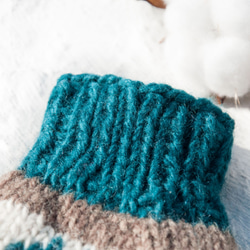 母親節 情人節禮物 新年禮物 民族風 森林系 生日禮物 手織羊毛針織手套/針織純羊毛保暖手套/全趾手套-北歐風藍天綠地 第5張的照片