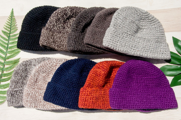 ウール織り帽子/ニット帽/ニットウール帽子/内側起毛手編みウール帽子/ビーニー帽 - ブルーグリーンスター 9枚目の画像