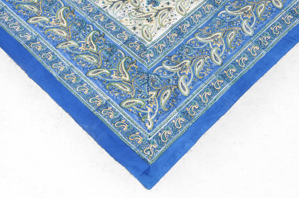 母親節 情人節禮物 新年禮物 民族風 森林系 生日禮物印度花朵純綿雙人床單 手工木刻印床單布料-blockprint藍色 第7張的照片