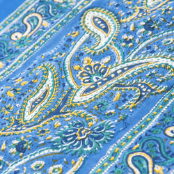 母親節 情人節禮物 新年禮物 民族風 森林系 生日禮物印度花朵純綿雙人床單 手工木刻印床單布料-blockprint藍色 第9張的照片