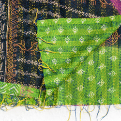 母親節 情人節禮物 新年禮物 民族風 森林系 生日禮物 手工縫紗麗布絲巾/絲綢刺繡圍巾/印度絲綢刺繡絲巾-南美對比彩虹 第8張的照片