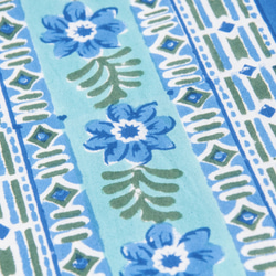 母親節 情人節禮物 新年禮物 民族風 森林系 生日禮物 印度花朵純綿雙人床單 手工木刻印床單布料-blockprint藍 第7張的照片