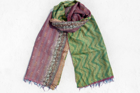 母の日バレンタインギフト正月ギフト国立風林部バースデーギフト手縫いサリースカーフ/シルク刺繍スカーフ/インドシルク刺繍スカーフ- 2枚目の画像