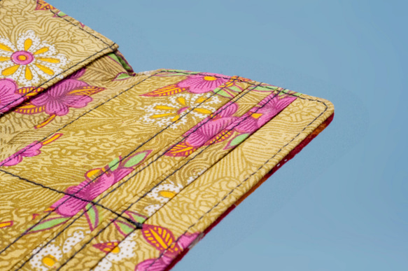 手刺繍財布 手縫いのサリー財布 シルク刺繍ロングクリップ - ボヘミアンハンド刺繍 4枚目の画像